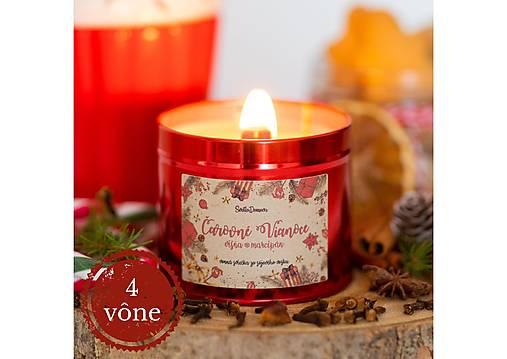 AKCIA - Sviečka zo sójového vosku s DREVENÝM knôtom - 4vône -  185g/45hod