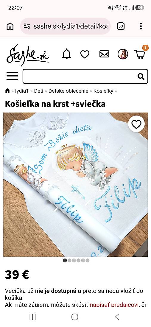 Detské oblečenie - Košieľka na krst + sviečka - 18517918_