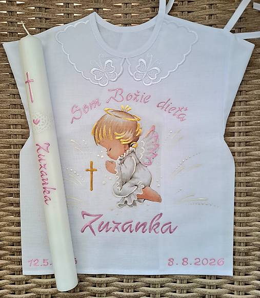 Detské oblečenie - Košieľka na krst + sviečka - 18518693_