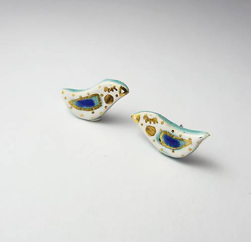 Náušnice - TANA hand made jewellery - keramika/zlato - 18519996_