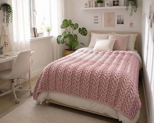 Úžitkový textil - Pletená srdiečková deka - 18519690_