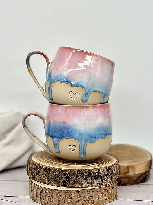 Soft Blush Sky - šálka na čaj so srdiečkom(400ml, s uškom)