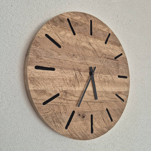 Hodiny - Hodiny drevené - dub - priemer 38 cm - 18523582_