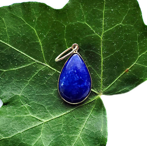 Náhrdelníky - ZLATÝ prívesok  EXTRA LAPIS LAZULI 19*13 - 18524660_