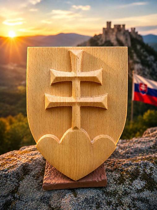 Dekorácie - 3D Drevorezba Slovenský Znak - 18527835_