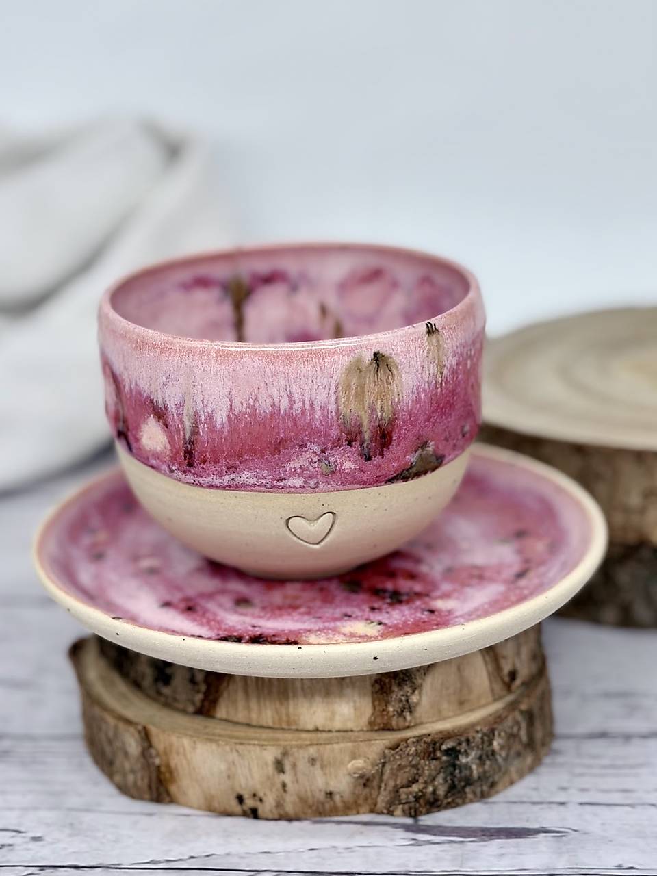 Svitanie pink - set cappuccino pohárik. (180ml, bez uška) s podšálkou (13cm)
