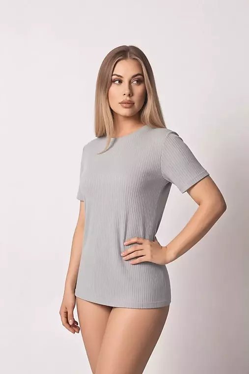 Topy, tričká, tielka - Tričko s prúžkom z organickej bavlny UNISEX MISTY GREY - 18530846_
