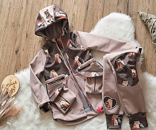 Detské oblečenie - 116 Softshell parka a nohavice -  medvede - 18531063_