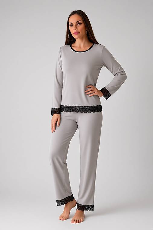 Nočná bielizeň - Pyžamový set s dlhými nohavicami BLANCHE MISTY GREY - 18532886_