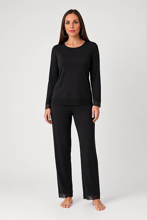 Nočná bielizeň - Pyžamový set s dlhými nohavicami BLANCHE MISTY BLACK - 18532903_