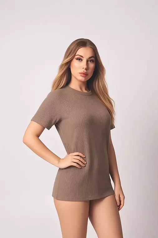 Topy, tričká, tielka - Tričko s prúžkom z organickej bavlny UNISEX MISTY BROWN - 18534696_