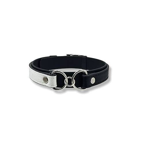Náhrdelníky - Čierno-Biely Choker Ring Goth Punk obojok s krúžkami (XS-3XL) čierna/červená/biela, Handmade - 18540630_