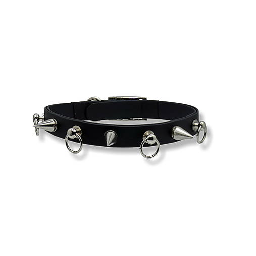 Náhrdelníky - Čierny Choker Spikes Ring Goth Punk obojok s hrotmi a krúžkami (XS-3XL) Handmade - 18540700_