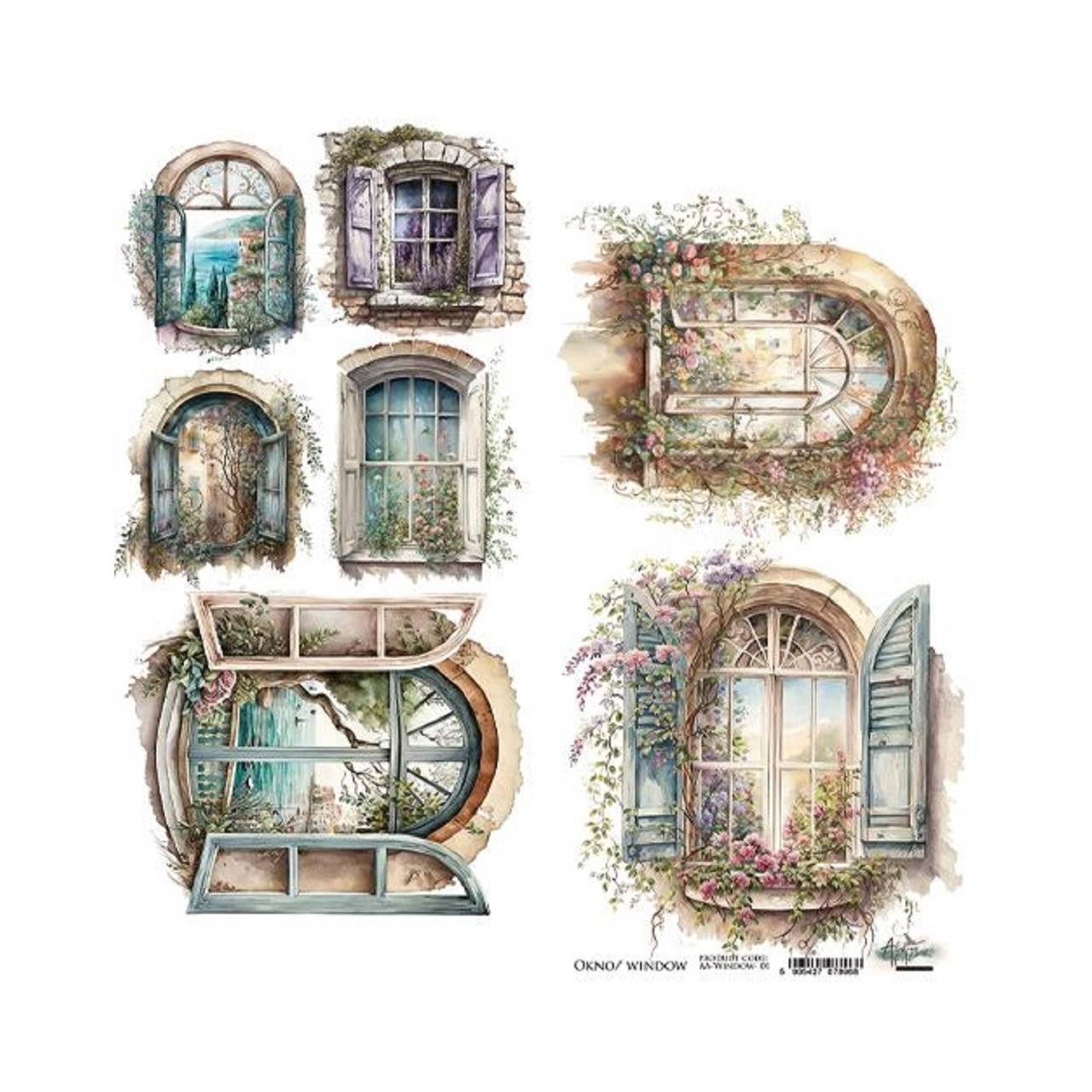 Scrapbook papier na vystrihovanie - Okná -  Alchemy of Art - 6 x 12 - / AA-Window-01/