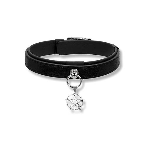 Náhrdelníky - Handmade Punk Goth choker Čierny obojok s pentagramom (čierna/červená/biela) | XS-3XL - 18542309_