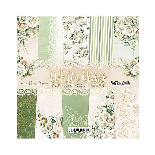 Scrapbook papier White Roses  Scrapandme  8 x 8