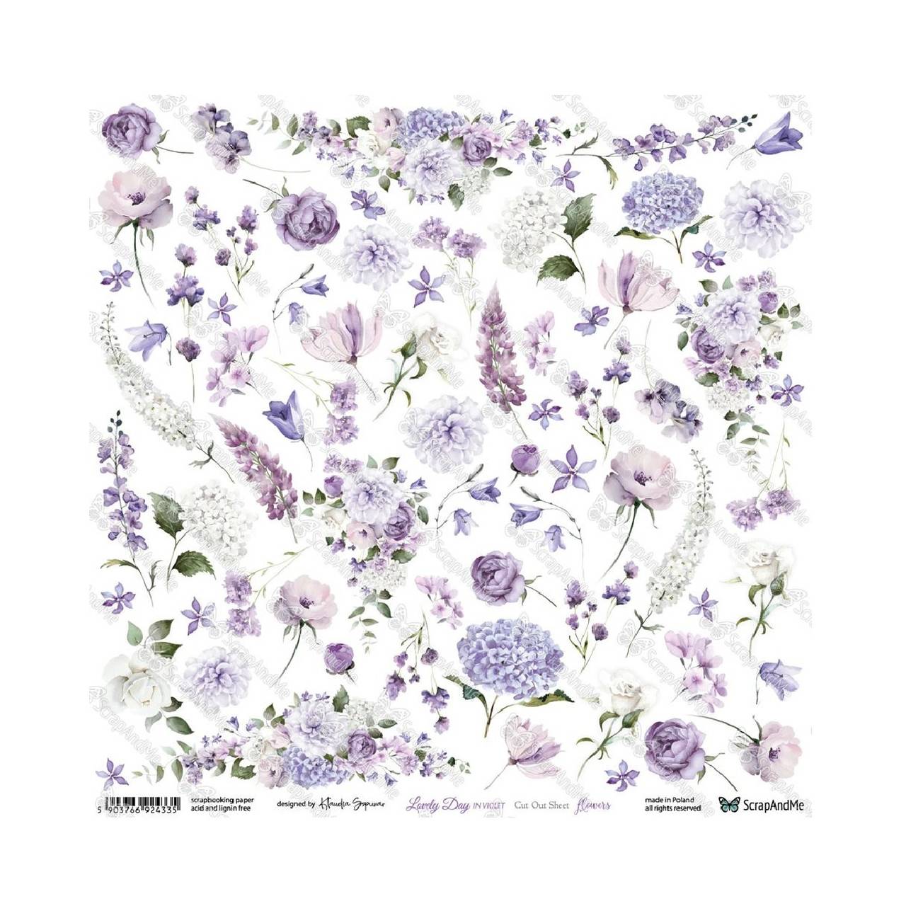 Scrapbook papier na vystrihovanie - Lovely Day  in Violet- Scrapandme - 12 x 12
