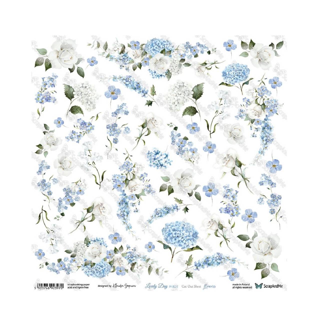 Scrapbook papier na vystrihovanie - Lovely Day  in Blue- Scrapandme - 12 x 12