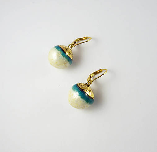 Náušnice - TANA hand made jewellery - keramika/zlato - 18543913_