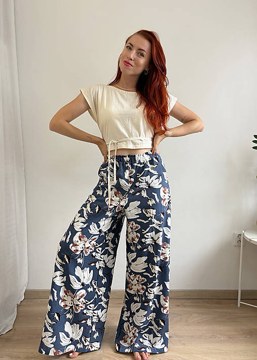 Nohavice - Elegantné ľanové nohavice Bonnie - 18543267_