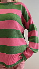 Svetre a kardigány - Merino sveter v ružovej a zelenej farbe AURORA - 18543108_