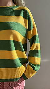 Svetre a kardigány - Merino sveter v zelenej a žltej farbe AURORA - 18543255_