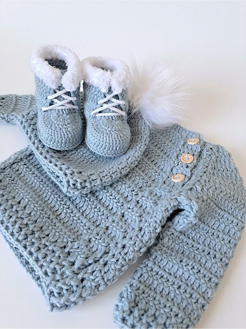 Luxusný set pre bábätko 100% merino svetlá modro-zelená
