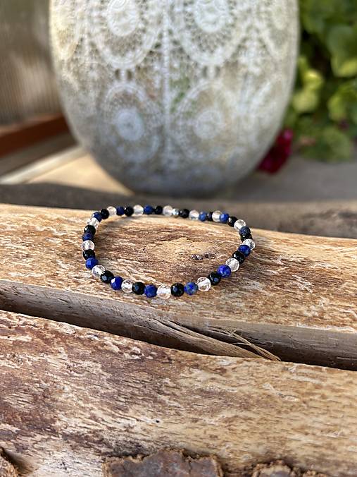 Náramky - náramok Krištáľ, Lapis Lazuli, Onyx brúsený - 18546701_