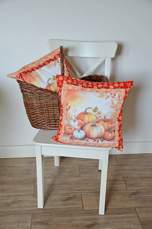 Úžitkový textil - Vankúš jesenný oranžový - 18548108_