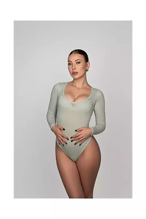 Topy, tričká, tielka - Body s prúžkom MATCHA - 18549602_