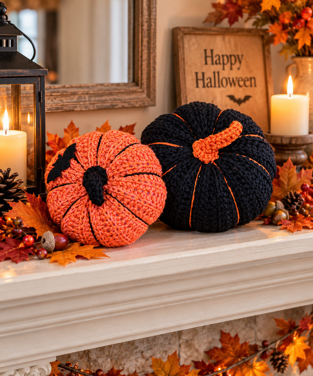 Halloween tekvice – veľká čierna + malá oranžová | verzia 2