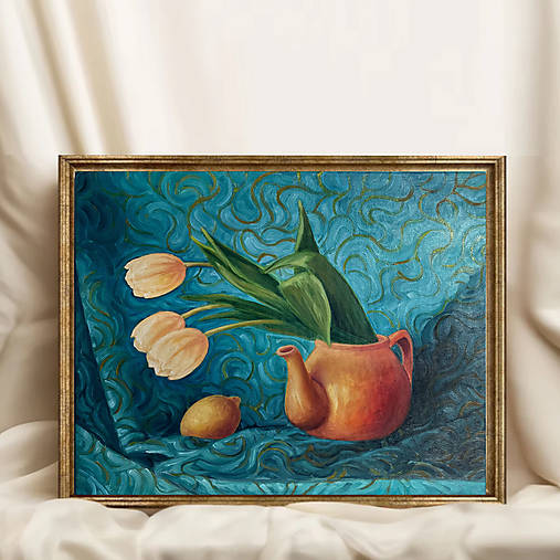 Obrazy - Zátišie s tulipánmi_ olej 40x50 - 18552734_