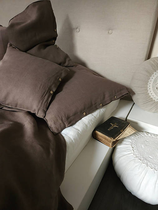 Úžitkový textil - Ľanové obliečky Chocolate Story - 18553790_