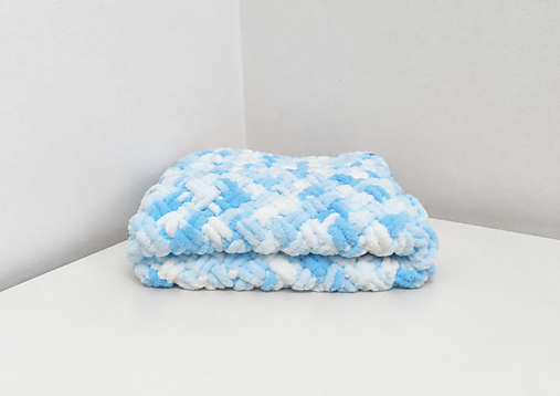 Detský textil - Puffy deka pre bábätko - modrá - biela - 18554454_