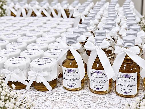 Darčeky pre svadobčanov - Mini medíky Lila - 18559520_