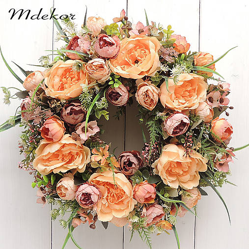 Dekorácie - Elegantný veniec v jesenných farbách - 41 cm - 18559296_