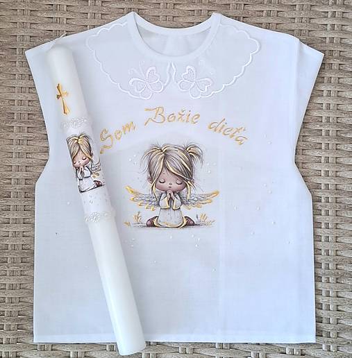 Detské oblečenie - Košieľka na krst + sviečka - 18558974_
