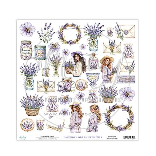 Scrapbook papier na vystrihovanie - Lavender Dream Elements - Mintay - 12 x 12