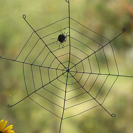 Dekorácie - pavučina s pavúčikmi 32cm-halloween (pavučina s jedným pavúčikom) - 18565032_