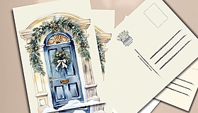 Papiernictvo - Pohľadnica "blue door" - 18566433_