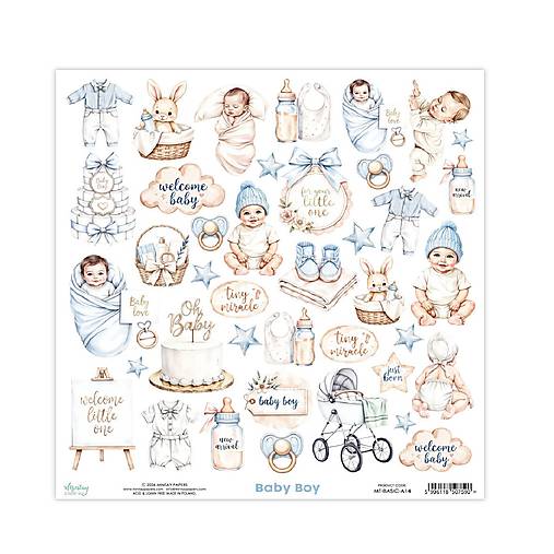 Scrapbook papier na vystrihovanie - Baby Boy - Mintay - 12 x 12
