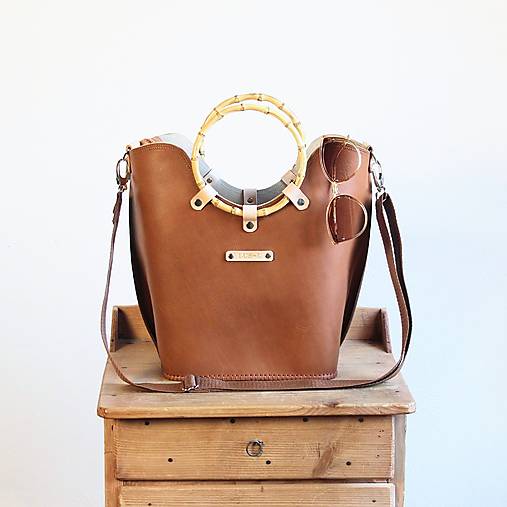 Veľké tašky - Leather handbag *Brandy* - 18566598_