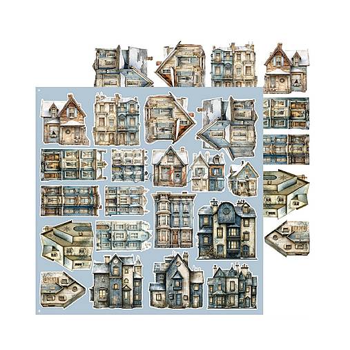 Scrapbook papier na vystrihovanie - Snow Games -  12x12 - Extra set Mix - Craft o Clock