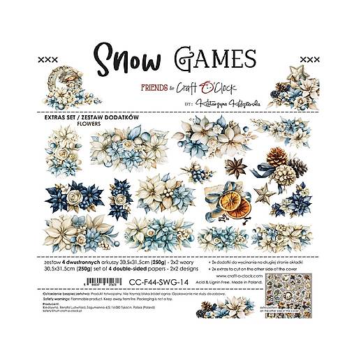 Scrapbook papier na vystrihovanie - Snow Games -  12x12 - Extra set Flowers - Craft o Clock