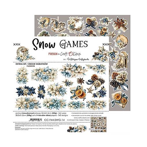 Scrapbook papier na vystrihovanie - Snow Games -  12x12 - Extra set Flowers - Craft o Clock