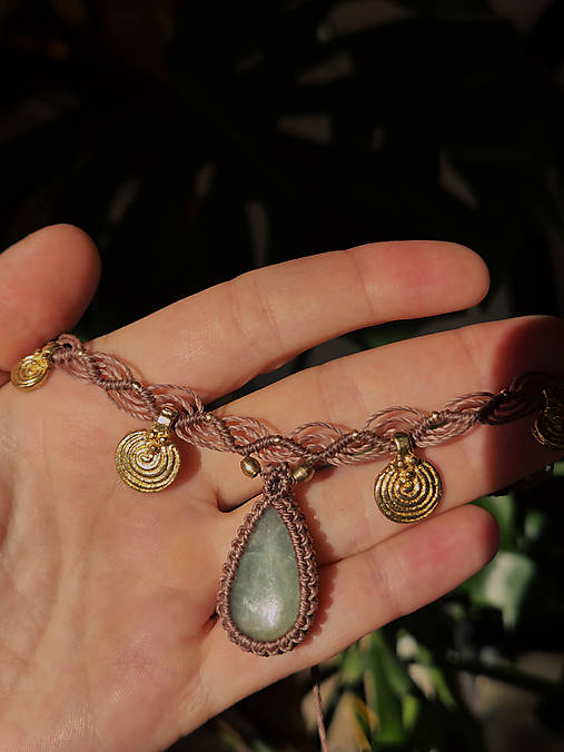 Náhrdelníky - Micro macramé choker s akvamarínom - 18572593_