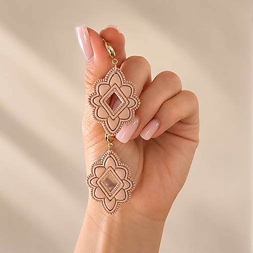 Náušnice - Boho ornamentálne visiace náušnice – Nomadia - 18575137_