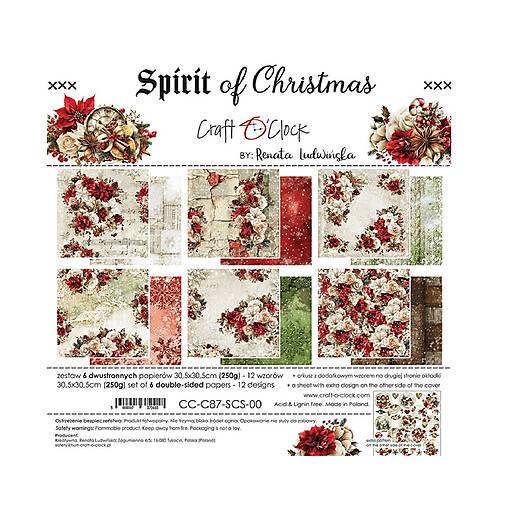 Scrapbook papier Spirit of Christmas Craft o Clok  8x8