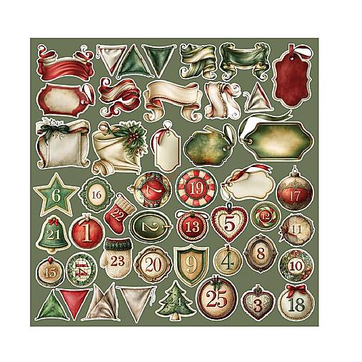 Scrapbook papier na vystrihovanie - Spirit of Christmas -  12x12 - Extra set Mix - Craft o Clock
