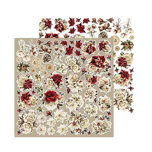 Scrapbook papier na vystrihovanie - Spirit of Christmas Flowers -  12x12 - Extra set Flowers - Craft o Clock